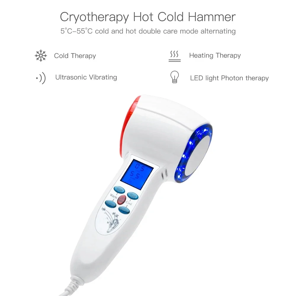 New Hot Cold Hammer Home Facial Massager Lead-in Device Skin Lifting Tighten Rejuvenation Anti-aging Moisturizing Beauty Machine