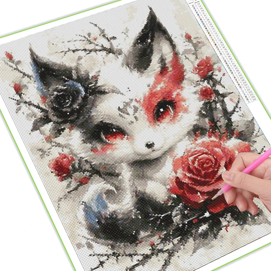 Diy Full Mosaic Art Rabbit And Fox Flowers Diamond Painting New Collection 2024 Animals Rhinestone Embroidery Picture Wall Decor