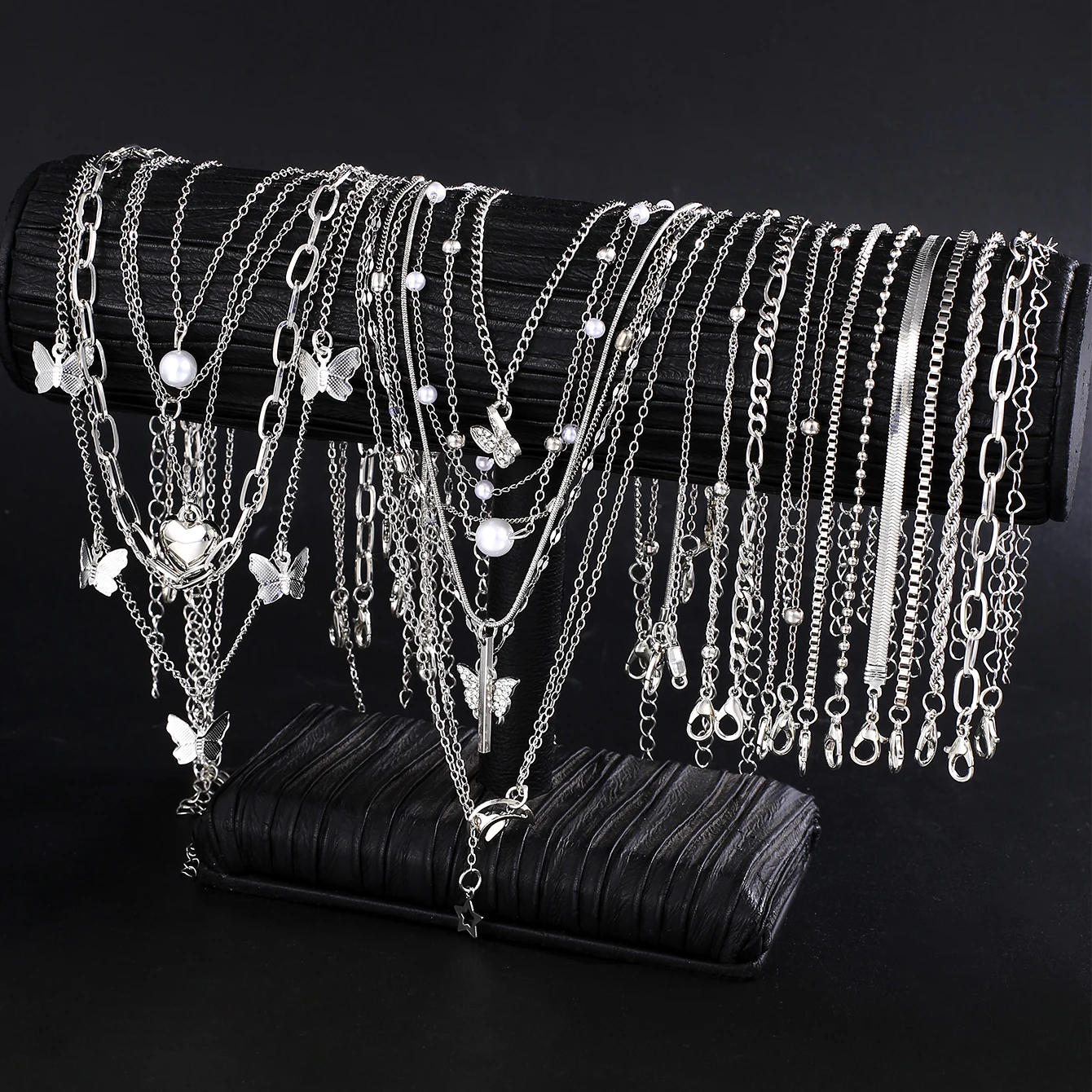 25 uds conjunto de joyería Simple Vintage para mujer moda capas perla mariposa corazón colgante dijes collar pulsera conjunto regalos 2026