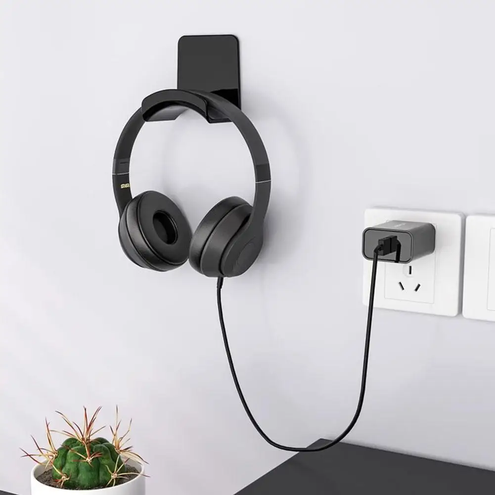 Universal Adhensive Plastic Wall Mount Hanger Headset Headphone Hanger Hook Holder Under Desk Mount Stand For Gaming Earphone