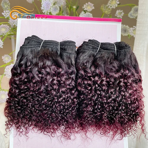 Imagen 1 del producto Extensiones de cabello humano rizado para mujer, 6 mechones, cabello indio crudo, extensión de tejido de cabello humano 100% virgen