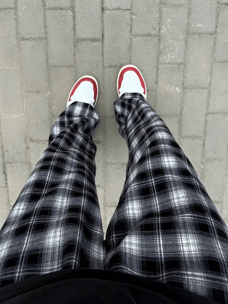 

Мужские повседневные брюки в клетку с прямыми штанинами Cleanfit, свободные удобные широкие брюки, осенние американские брюки, повседневные свободные брюки