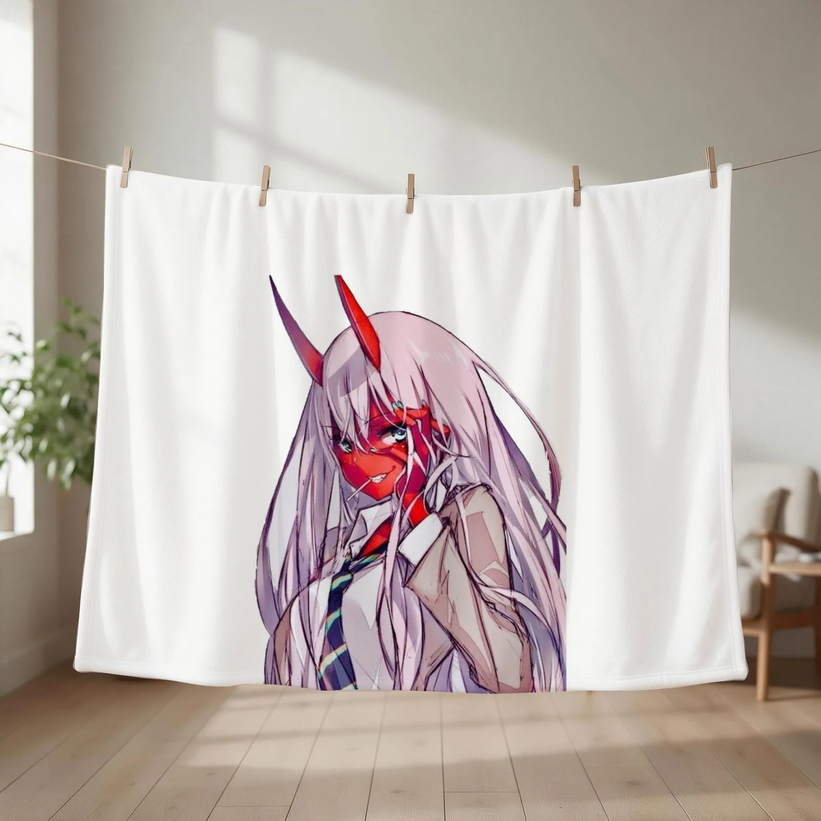 zero two Throw Blanket couch cozy soft plush fuzzy picnic outdoor blanket