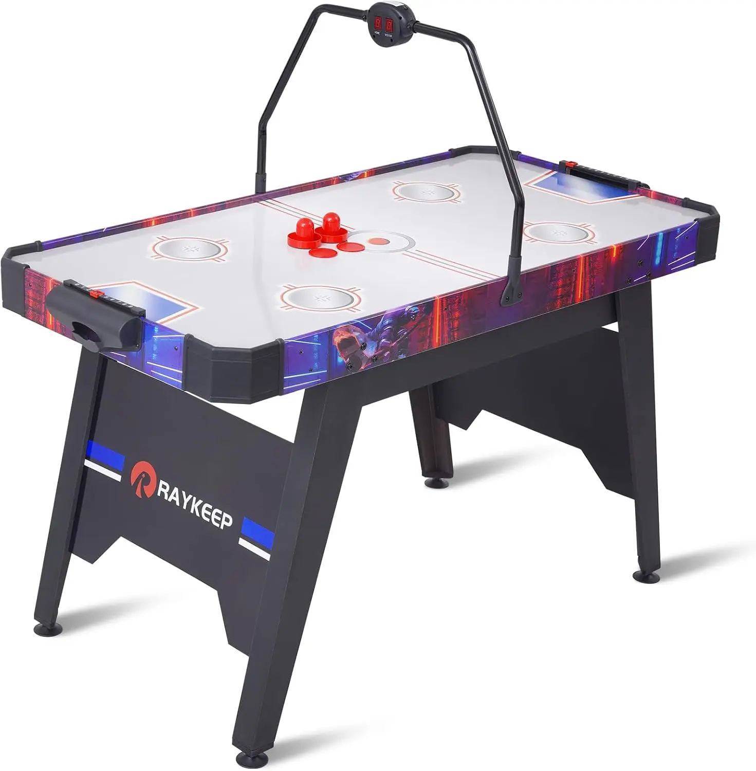 Portable Hockey Game Table for Kids and Adults, Indoor Electric Game Table w/ 2 Pucks, 2 Pushers, Powerful Mot