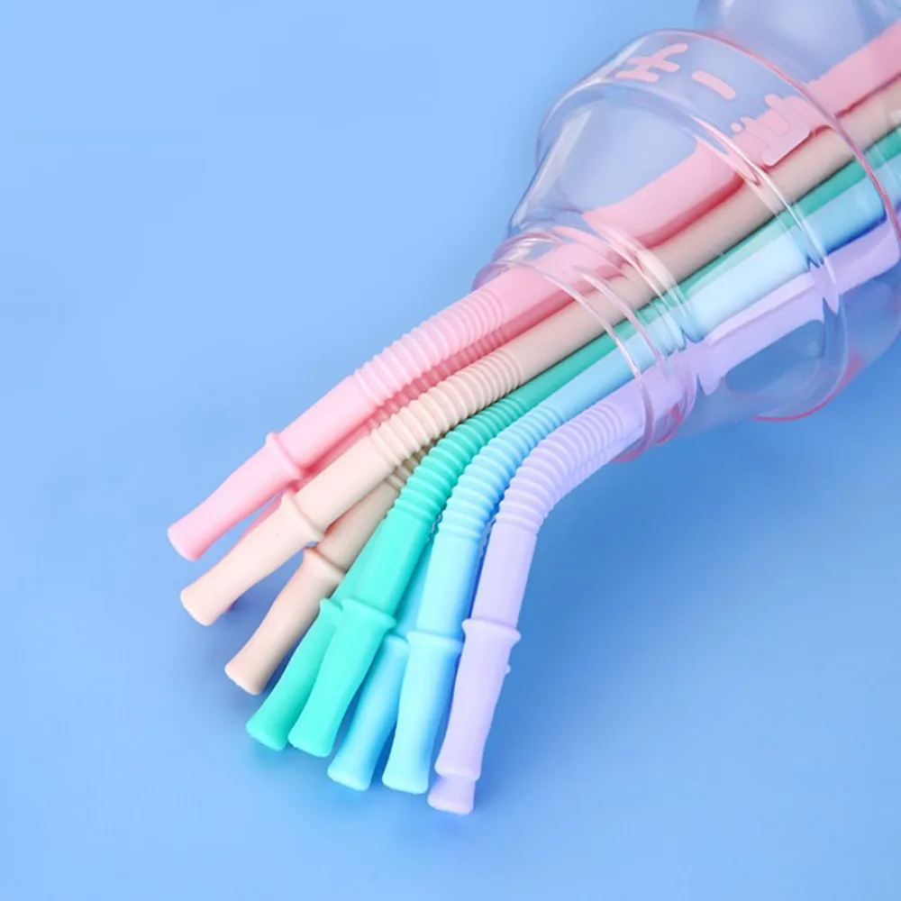 1pcs Reusable Silicone Drinking Straws Creative Milk Straws Sturdy Bent Straight Boba Straw Cleaning Brush Bar Party Accessories