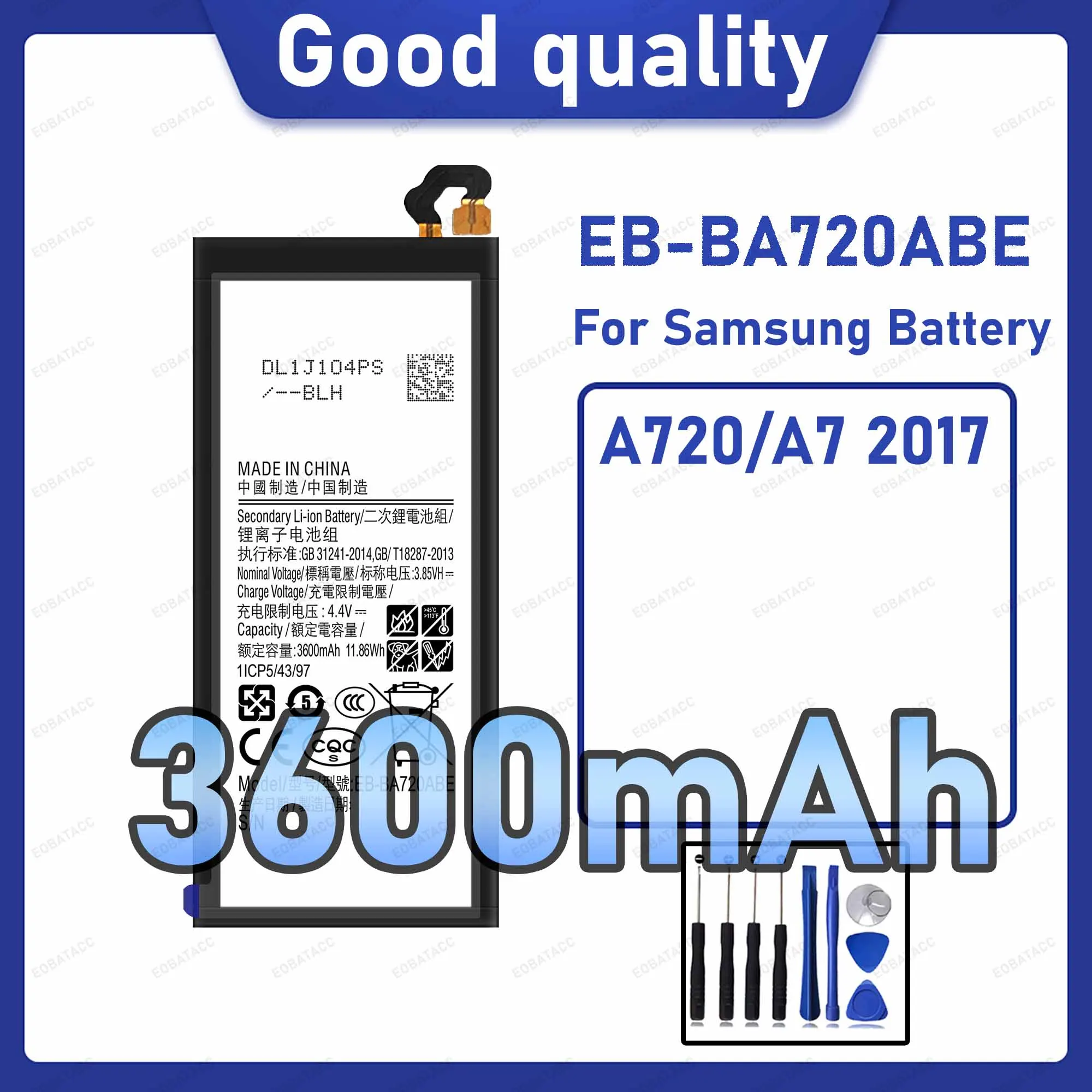 3600mAh EB-BA720ABE Replacement Battery for Samsung Galaxy A720/A7 2017 with Repair Tools Kit