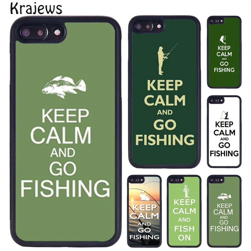 Krajews Keep Calm And Go Fishing Phone Case For iPhone 16 15 14 X XR XS 11 12 mini 13 Pro MAX Plus cover shell coque