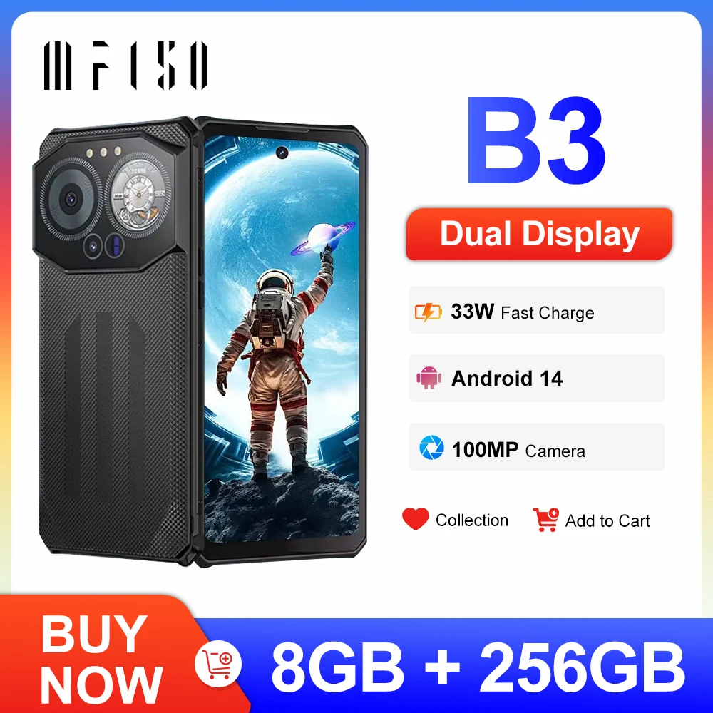 IIIF150 B3 Rugged 8GB(8+12) 256GB Machine Android 14 Dynamic Island Dual Display  100MP Camera Ultra-Thin Rugged 10800mAh G96