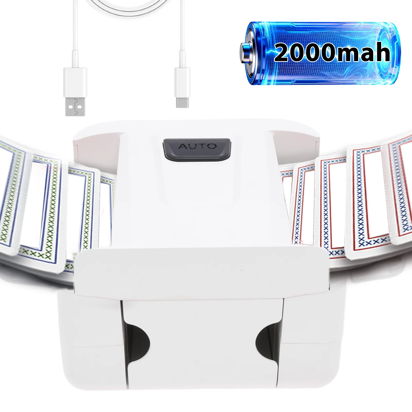 自動カードシャッフル機-充電式-2000mah-電動シャッフルマシン-静音-オートシャッフル機-uno-ポーカー-テキサスホールデムゲーム用