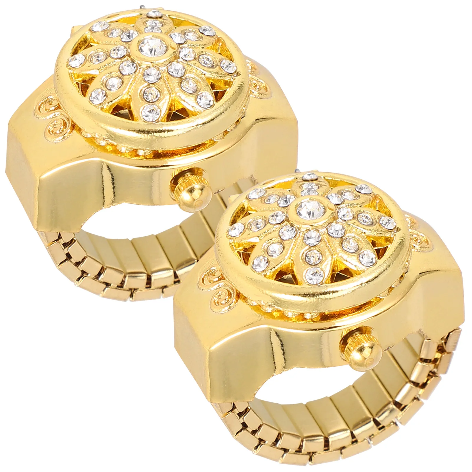 

2pcs Electronic Digital Ring Watch Fashion Chic Jewelry Decorative Casual Girls Ring-Shaped Timepiece