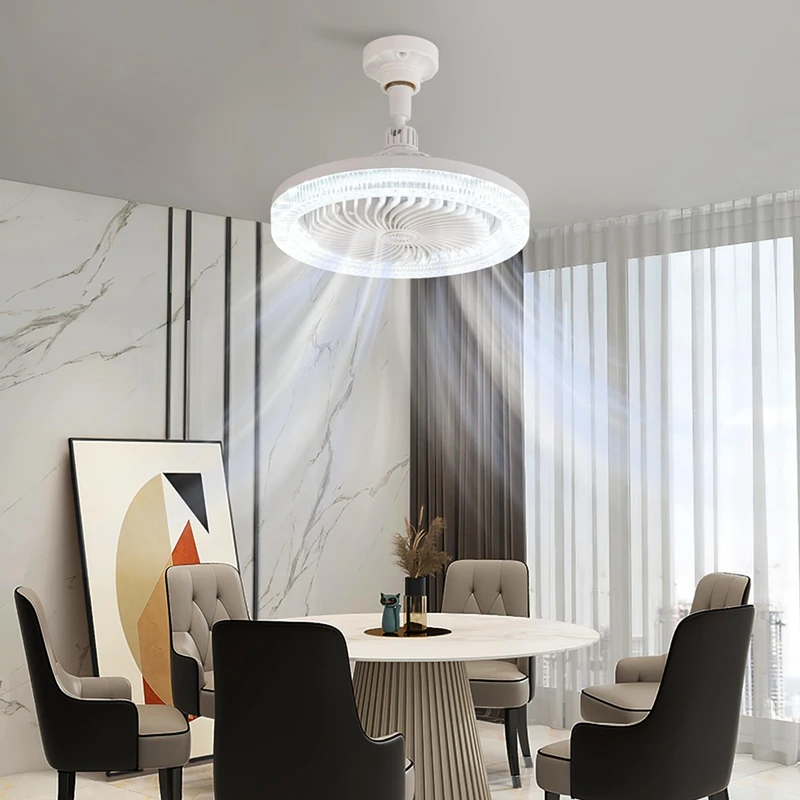 

Розетка для E27, 3-цветная светодиодная лампа с регулируемой яркостью, вентилятор, винт в потолочном вентиляторе для спальни, хрустальные потолочные вентиляторы-ABLM