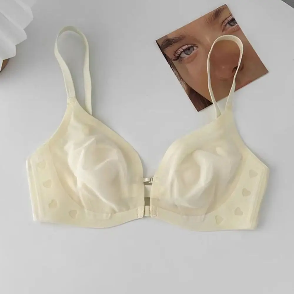 Dolce pulsante frontale senza fili reggiseno a V profondo maglia sottile antiurto donna biancheria intima senza cuciture lingerie reggiseno push up anti-cedimento ragazze