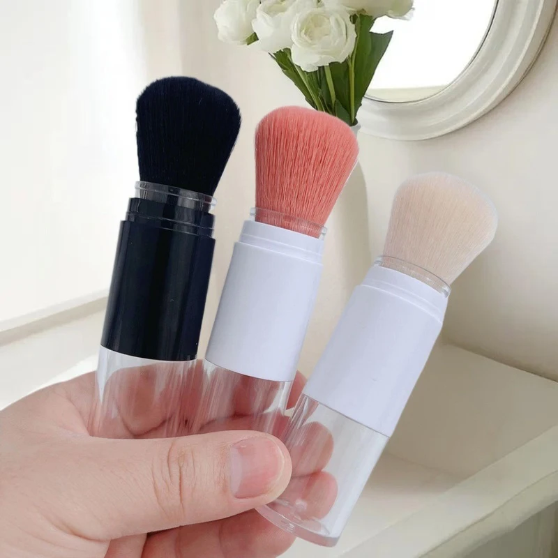 1 Stück 2-in-1 multifunktionaler Foundation-Pinsel und Rouge, kompakt mit nachfüllbarer loser Puderflasche, tragbare Make-up-Schönheitswerkzeuge