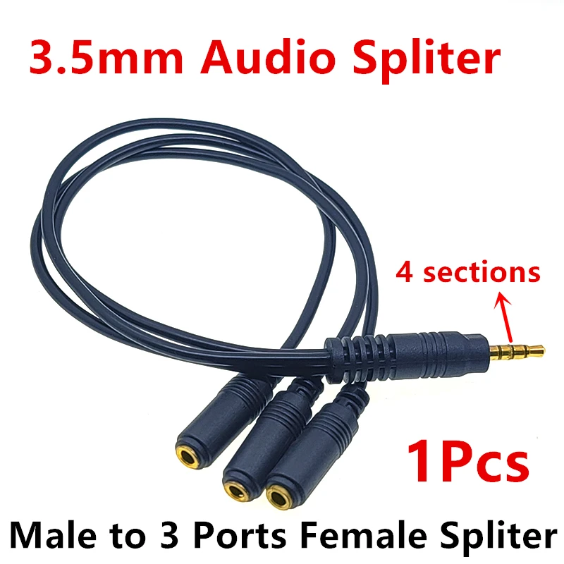 

3.5mm Male to 3 Ports 3.5mm Female spliter Headphone Splitter Extension Cable 3.5mm Audio Stereo Y Splitter (Hi-Fi Sound)