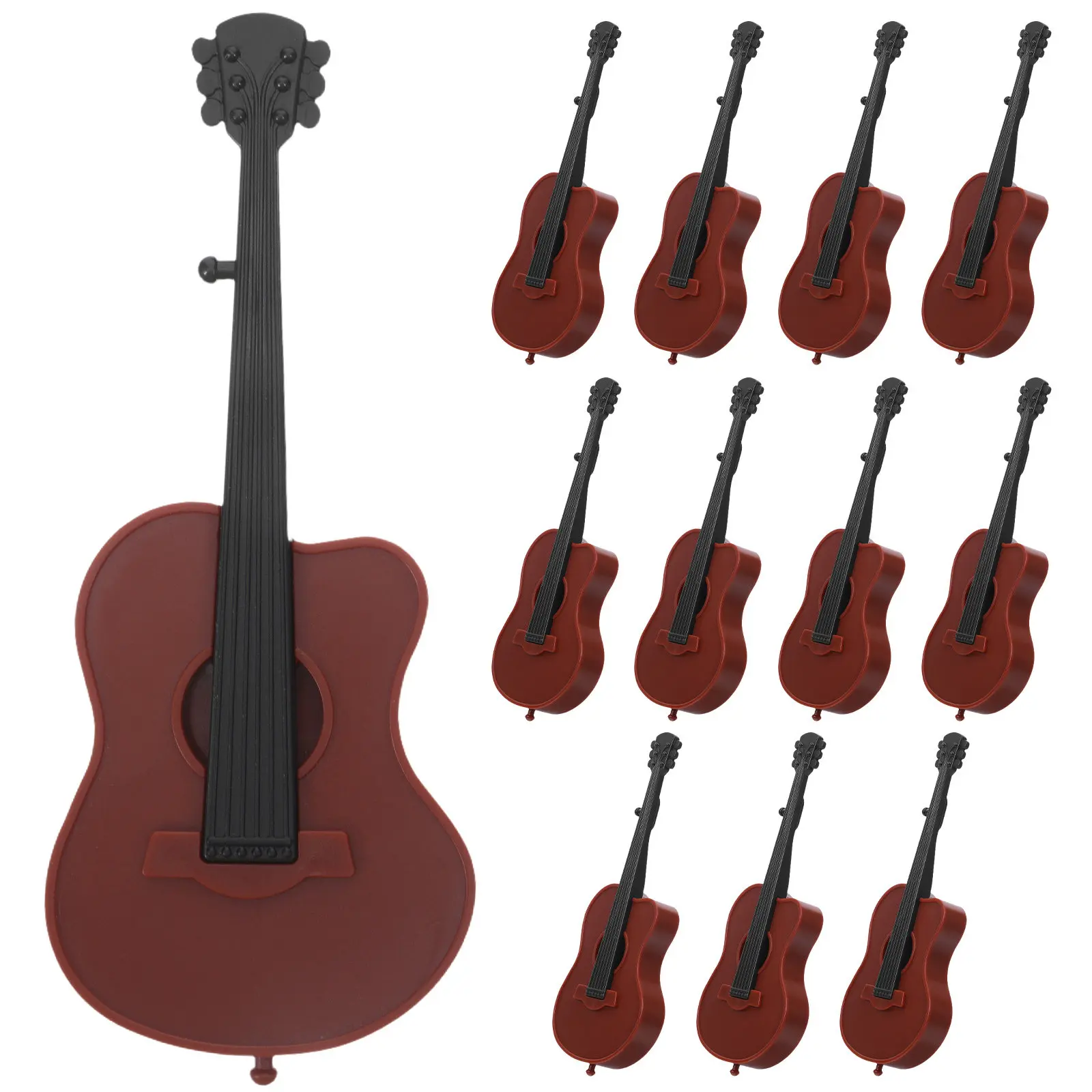 

Набор из 12 миниатюрных электрогитар из смолы для декора кукольного домика, аксессуары для сцен, миниатюрные украшения для дома, набор для рукоделия DIY, микро-набор для творчества, для вечеринок