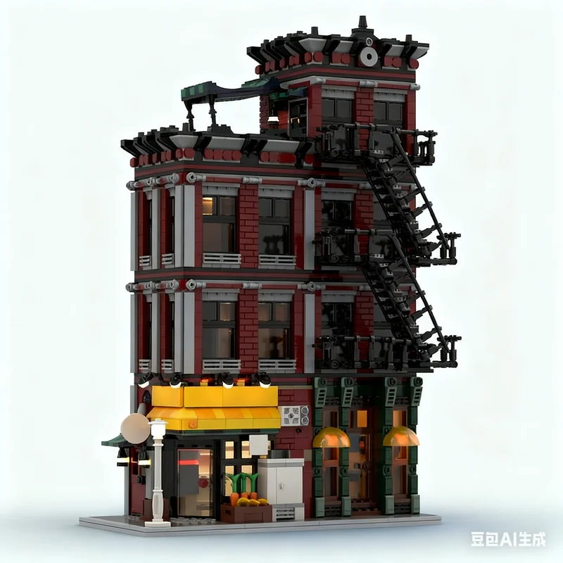 2000pcs MOC Grocery & Vinyl Shop NYC Corner Modular Buildings Model Building Blocks Construction Display DIY Creative Education