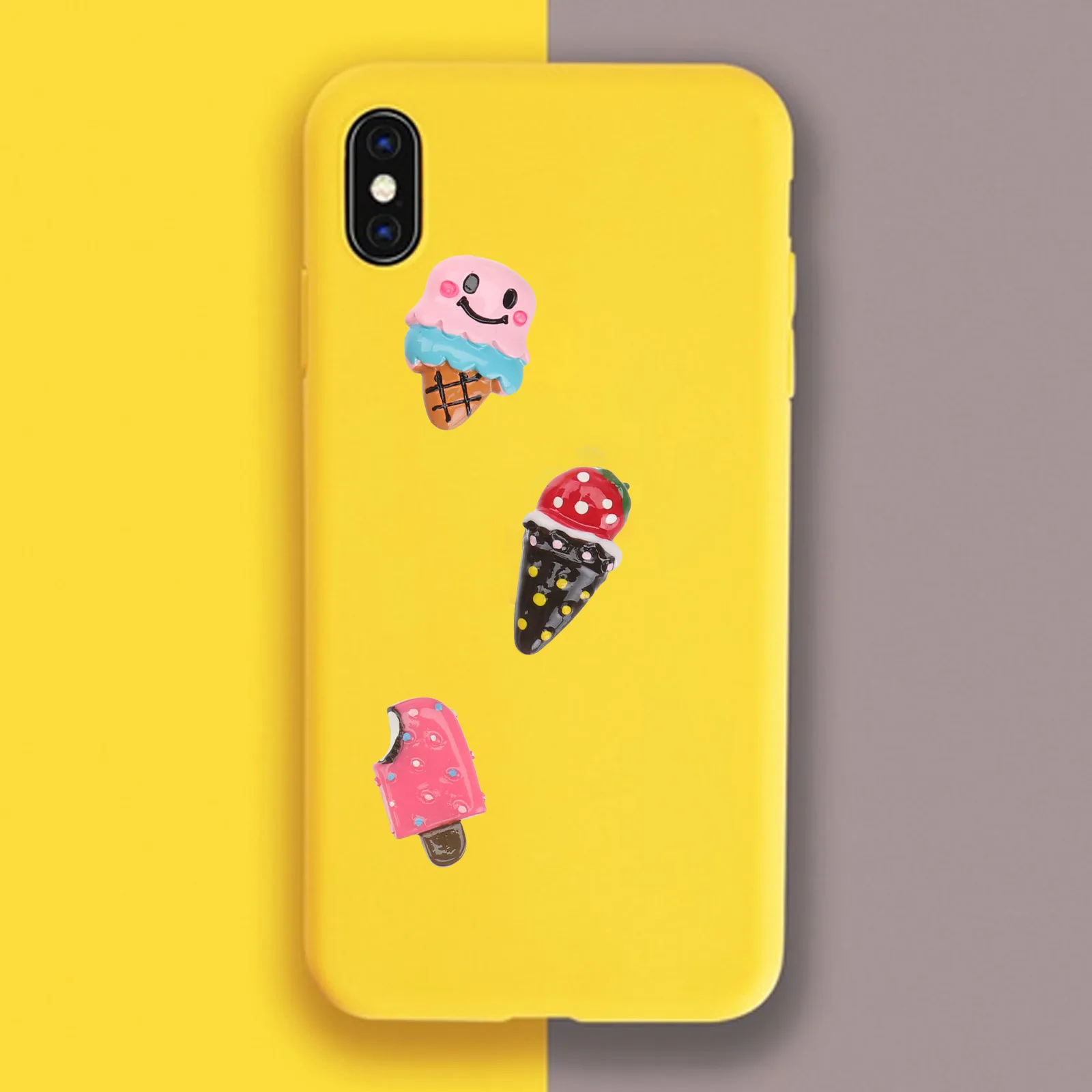 20pcs Ice Cream Decoration Creative Diy Resin Ornament For Home Decor Kids Craft Adornment Colorful Ice-Cream Shaped Decals