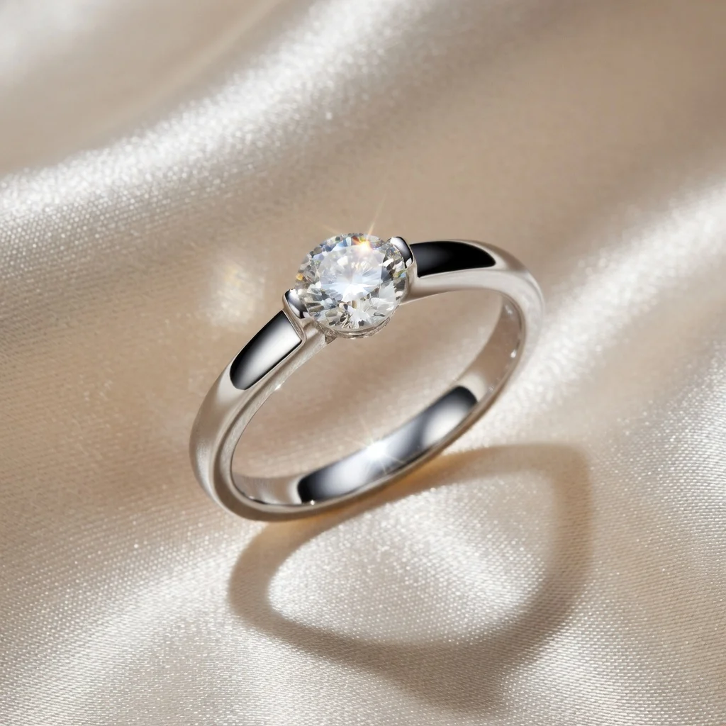 

Luxury PT950 Platinum 0.5 Carat Round Moissanite Solitaire Ring Women's Crossover Band High-End Proposal Engagement Ring