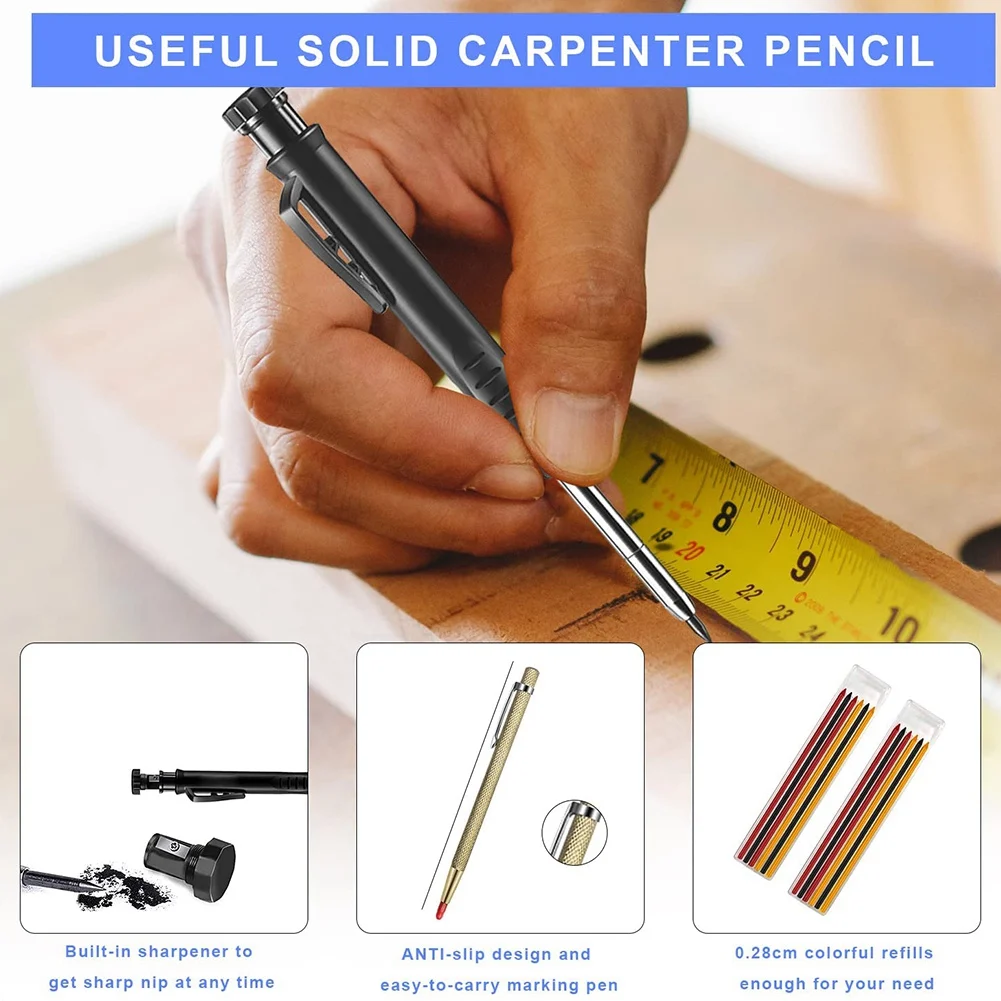 Multifunctional Scribing Tools Construction Pencil Scoring Tools Contour Gauge Marking Tools Mechanical Pencil Pack of 5