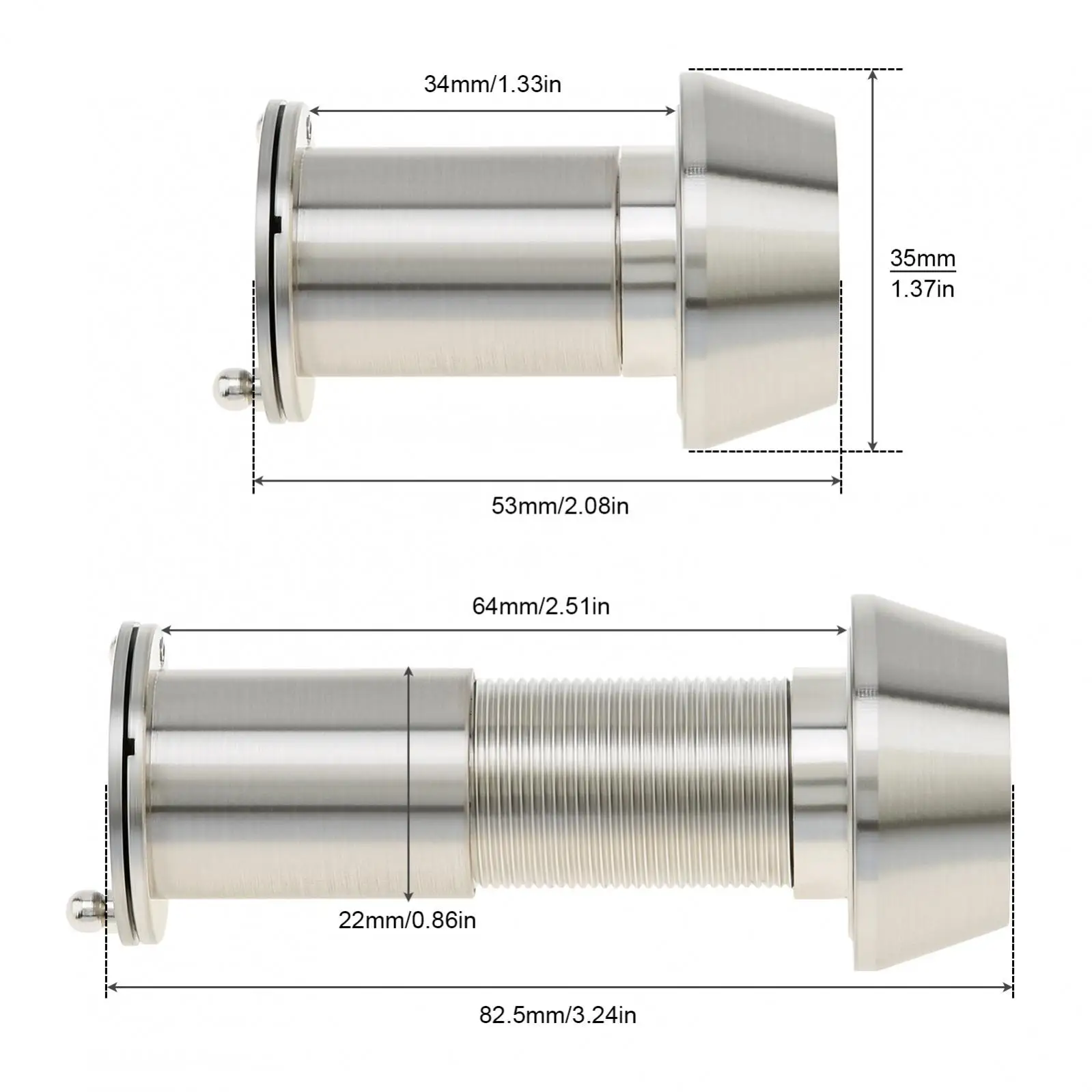 220 Degree Door Viewer Solid Brass Satin /Brushed Nickel Security Peek Peep Holes for 34-64mm Thick Doors with 22mm Drill Bits