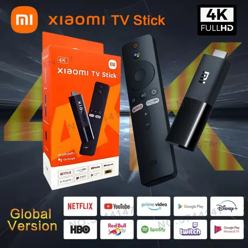 Original Xiaomi Mi TV Stick 4K 2K Android TV 11 2GB 8GB ROM Netflix Wifi Google Assistant Global Version Smart TV Dongle Control