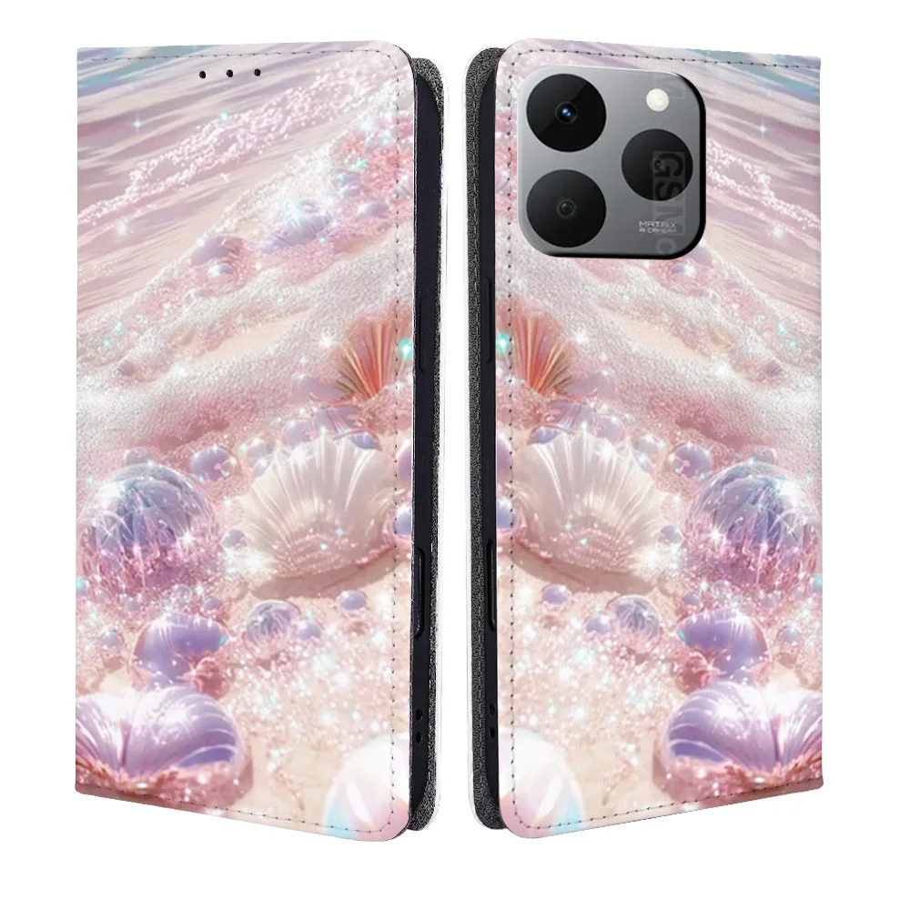 

Красочный пляжный раскладной чехол для телефона Realme 14X C71 C75 C61 C63 C67 C53 C51 C55 C30s C31 C21Y C25Y C15 C12/Narzo 50 60x N53 N55