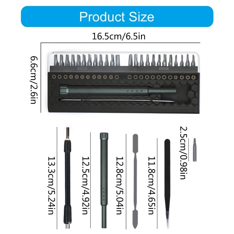Juego destornilladores precisión 52 piezas para reparación dispositivos electrónicos, gafas y muebles