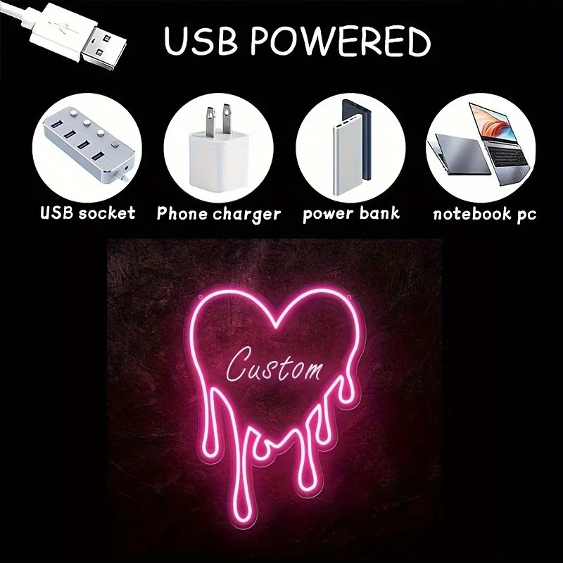 Customizable 'Leave a Message' Neon Sign LED Light Heart Wedding Coffee Bar Wall Decor Personalized Engraving Custom Tailor