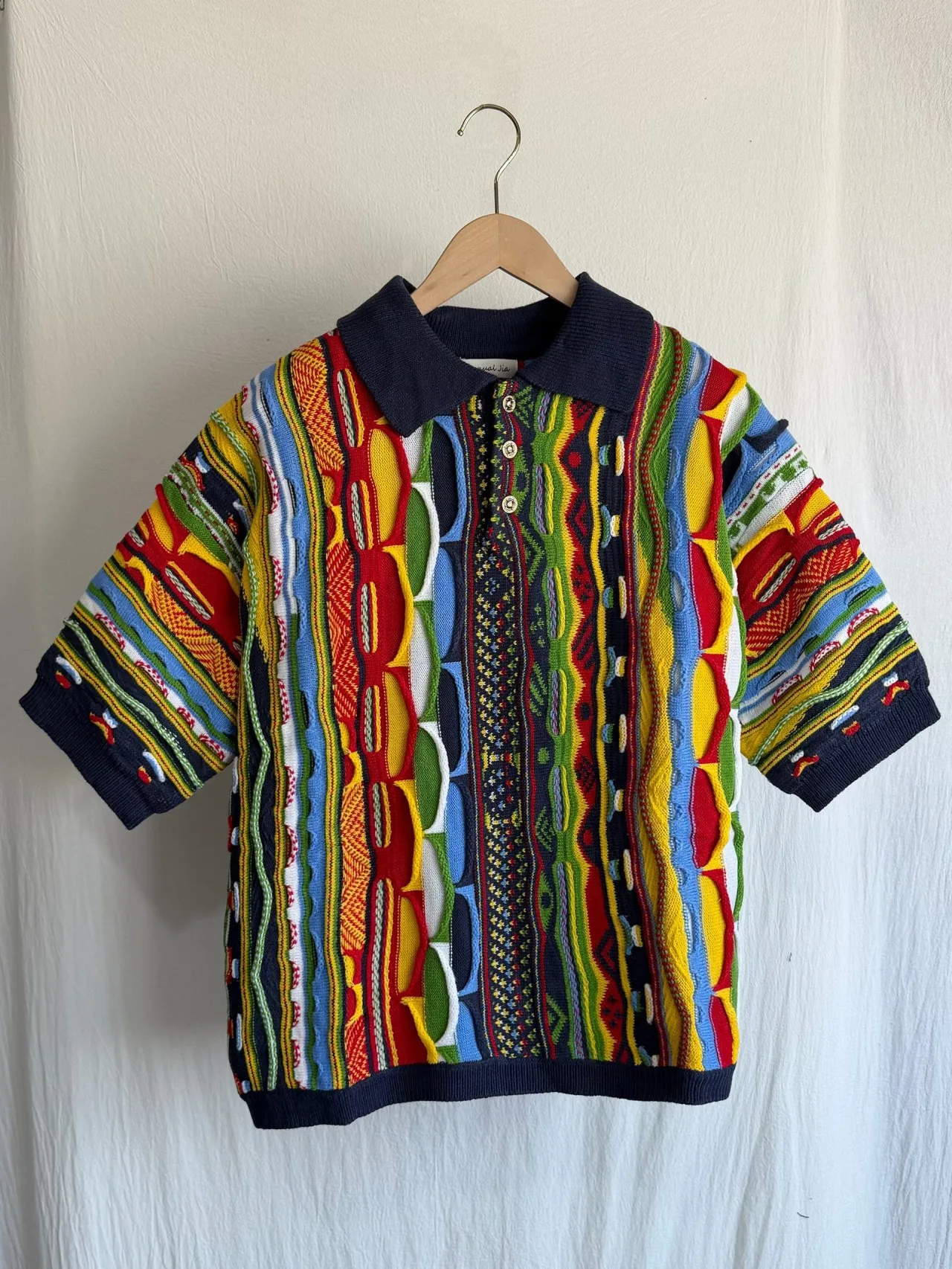 2026 Kapital Vintage Loose Flared Collar Jacquard Gourd Pattern Knit Polo Shirt TX1655