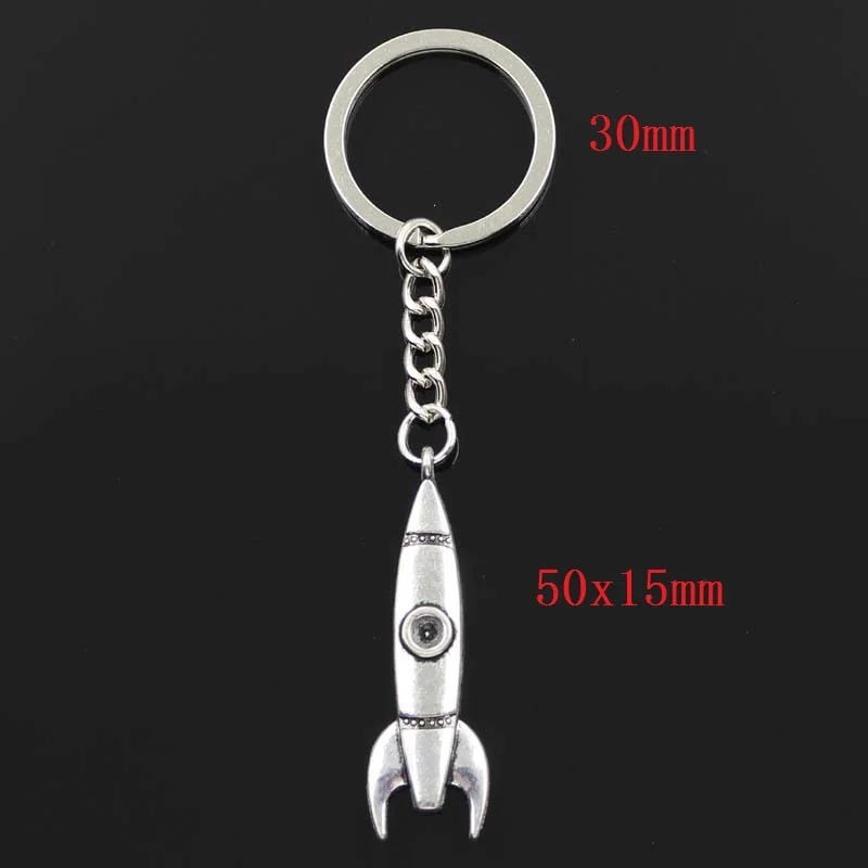 Fashion Rocket Missile 50x15mm Pendant 30mm Key Ring Chain Bronze Silver Color Men Car Gift Souvenirs Keychain Dropshipping