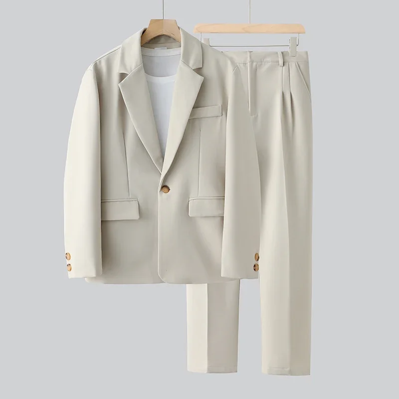 Suits for Men (blazer+ Pants) Fashion Business Casual Relaxed Leisure Port Style Solid Color Wedding Work Mens Suits 2 Piece