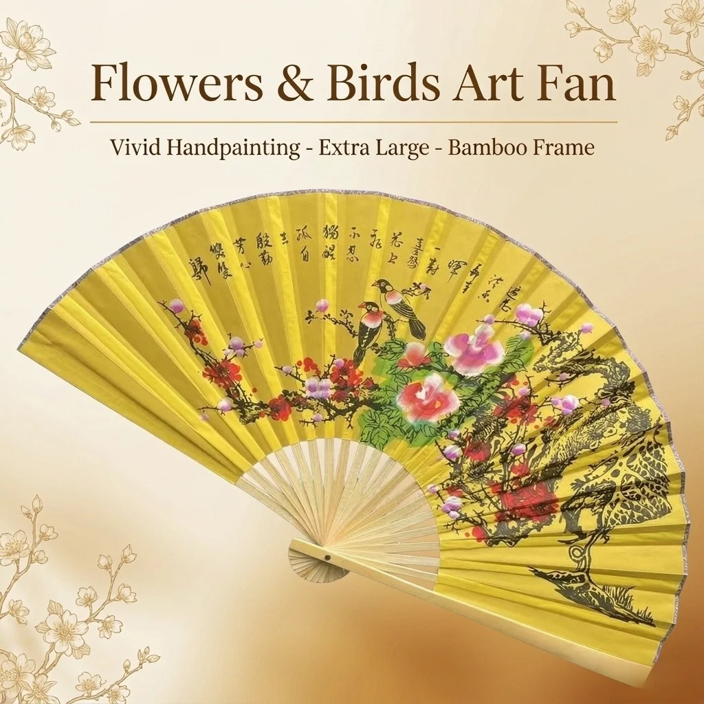 Handmade Large Folding Fan Wall Decor Red Plum Blossom Chinese Calligraphy New Chinese Style Living Room Teahouse Decor