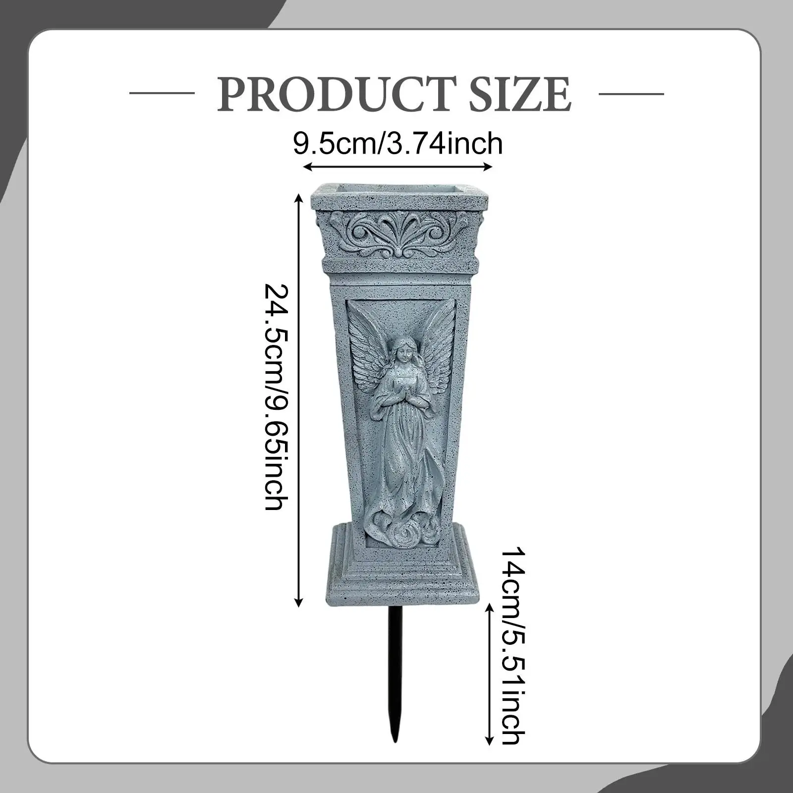 Resin Angel Wing Memorial Grave Vase Cemetery Vase with Stake Funeral Flower Holder for Lawn Yard Tribute Decor