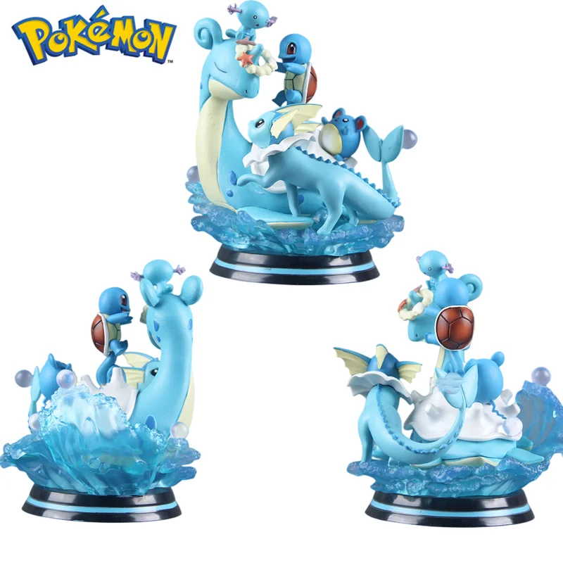 

Cartoon Anime Pokemon Lapras Squirtle Vulpix GK Kawaii Action Figures Game Statue Collectible Model Kids Light Up Toys Doll Gift