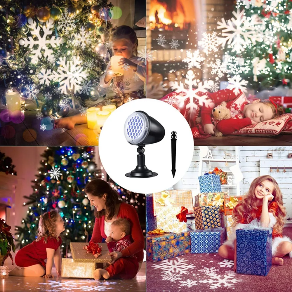 LED Snowflake Projector Lights Outdoor Waterproof Christmas Decorations for Xmas Holiday Home Party Garden and Patio Decoration