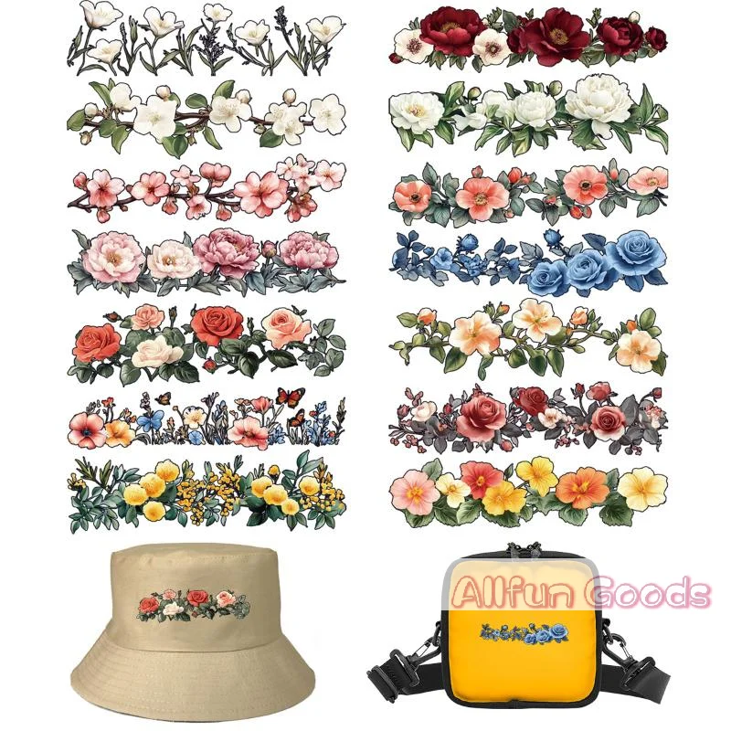 7/14Pcs Beautiful Flower Heat Transfer Patches On Clothes Easy To Cut Thermal Vinyl Heat Transfer For Dolls Clothes Diy Craft
