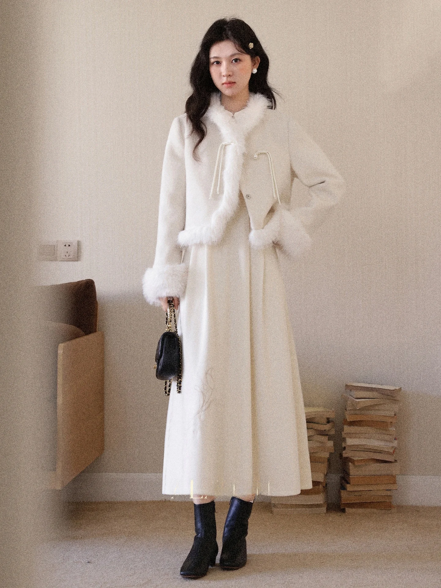 

New Chinese Sle ort Jaet Women's Peach Color Outerwear Autumn Winter Unique Beautiful Top Loose Fit Long Sve Button ...