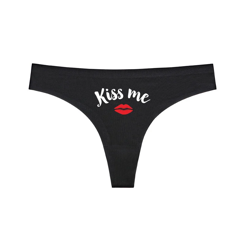 Kiss Me Sexy Lips Oversize Women\'s Sexy Underwear Pink Peach Panties for Women Lovely Underpant Women\'s Intimates Seamless Thong