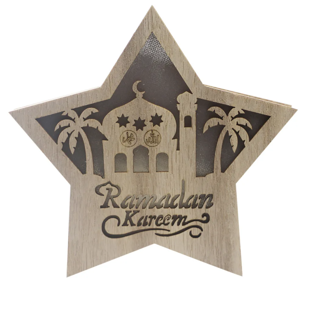 Ramadan Kareem Christian Christmas Star Ornament Nativity Scene Decoration Wood Eco-friendly Star for Xmas Tree Gifts