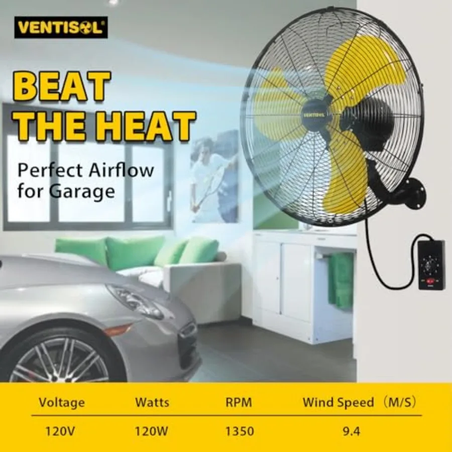 20 Inch Wall Mount Fan Oscillating, 4, 460 CFM High Velocity Industrial Wall Fan for Indoor, Commercial, Residential, Warehouse view 5