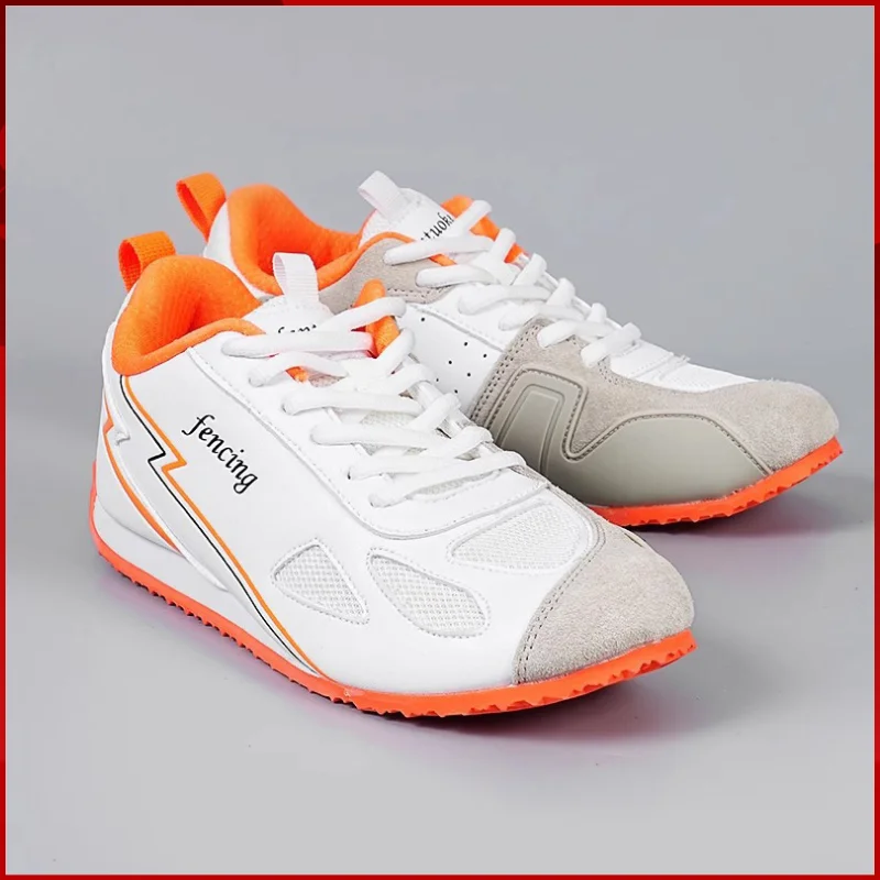 2025 New Kid Fencing Shoes Women Suede PU Leather Fencer Sneakers Anti-Slip Size 34-38 Breathable Field Training Badminton Shoes