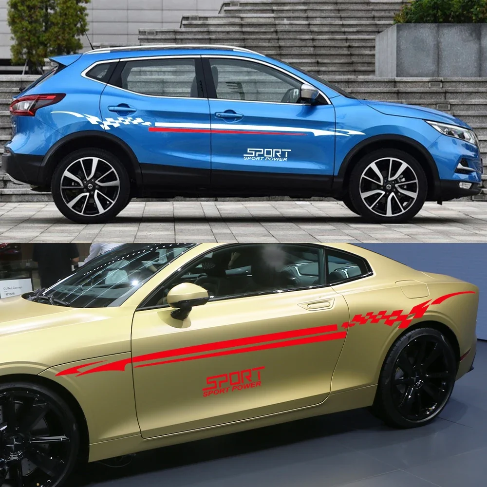 

4Pcs Car Long Side Waist Stickers For Qashqai Prado Sportage Range Rover Tucson BMW Duster CX-5 SU Vinyl Car Decor Accessories