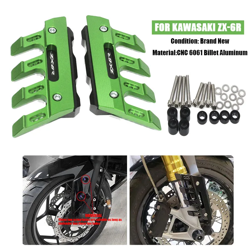 For KAWASAKI Ninja ZX-6R ZX6R ZX 6R Motorcycle Mudguard Front Fork Protector Guard Block Front Fender Slider Accessories