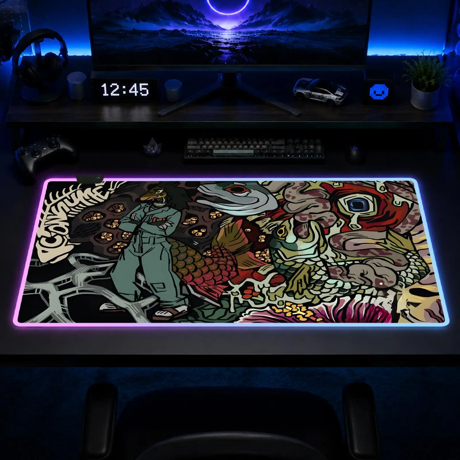

Anya Mouthwashing Mouse Pad Gaming Anime Mouse Pad XXL RGB Desk Mats LED Table Pads Backlit Rubber Desktop
