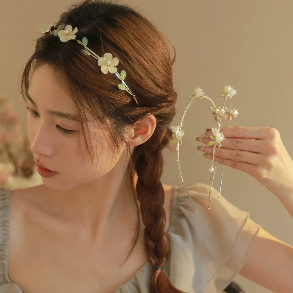 Lily of the Valley Hair Bands Headband Girls Diamond Chain Hairband Girls Elegant Retro Hair Accessories Hair Hoops Headwear