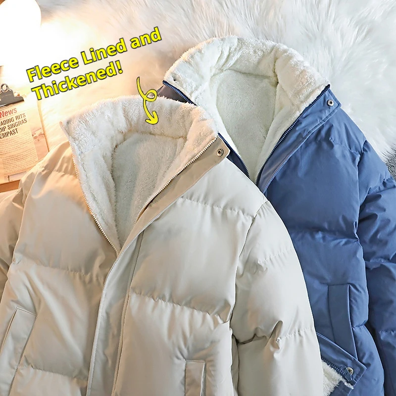 

Couple wool jacket men's and women's winter lining short fold collar fluffy jacket warm bread jacket outdoor men's winter jacket