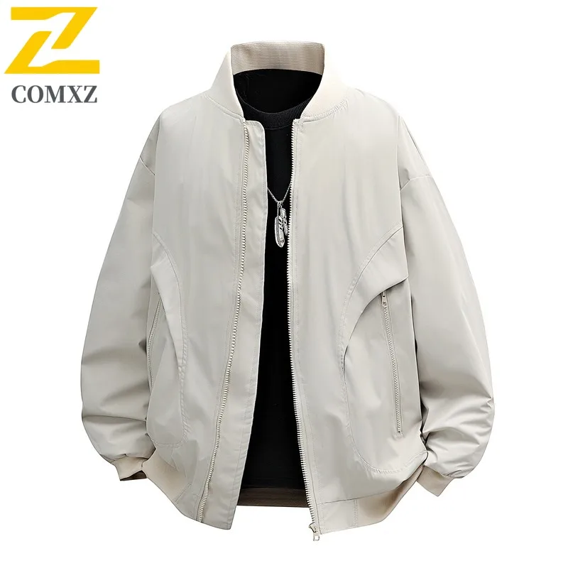 

COMXZ Mens Jacket Minimalist Stand Collar American Style Motorcycle Jackets 2025 Premium Travel Durable Autumn Windbreaker