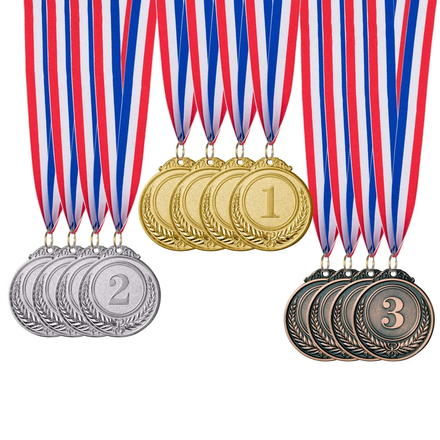 12 Pieces Gold Silver Bronze Winner Medals 2 Inch For Competitions Parties Olympic Style Awards Medals Set