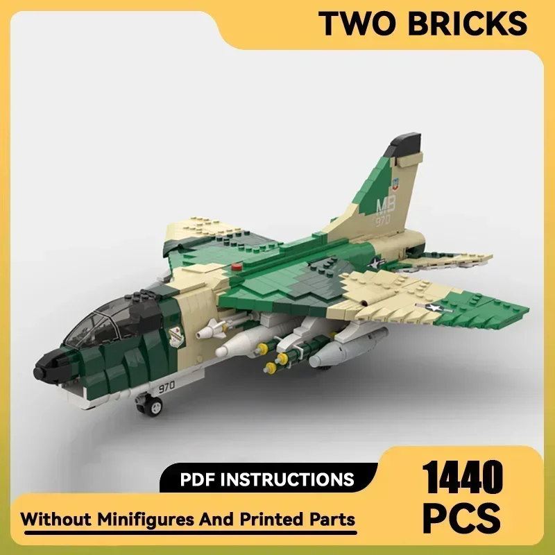 Modelo militar, bloques de construcción Moc 1:35, A-7D Corsair II, tecnología de combate, bloques modulares, regalos, juguetes de Navidad, conjuntos DIY de montaje