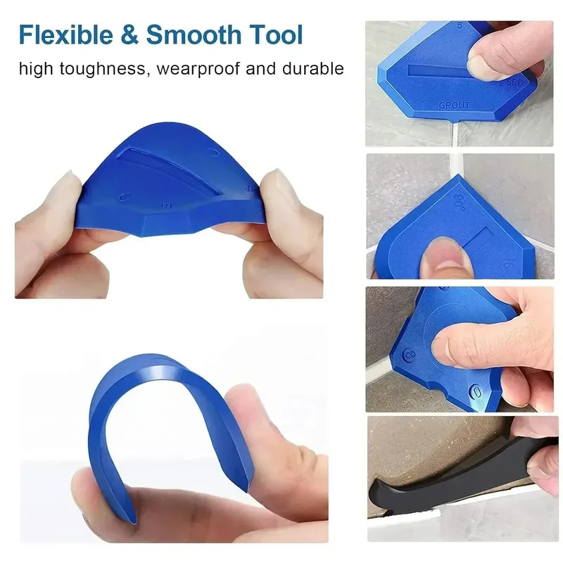 4-Piece Silicone Caulking Tool Set - Versatile, Easy Clean-up, & Professional Sealant Spreading